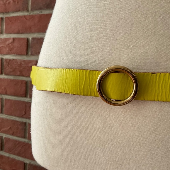 J.Crew UK Yellow Braided Leather Adjustable Belt Size XS/S NEW - Picture 4 of 11